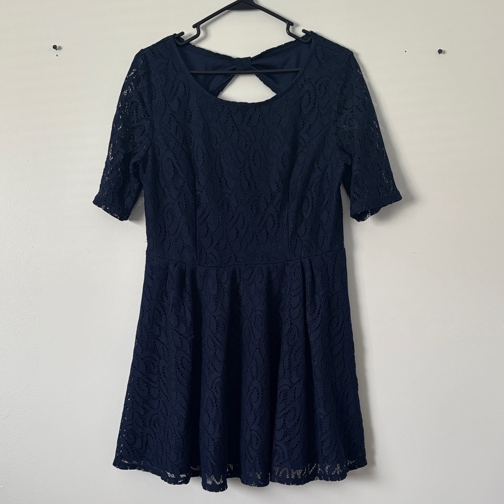 Elegant Navy Lace Dress